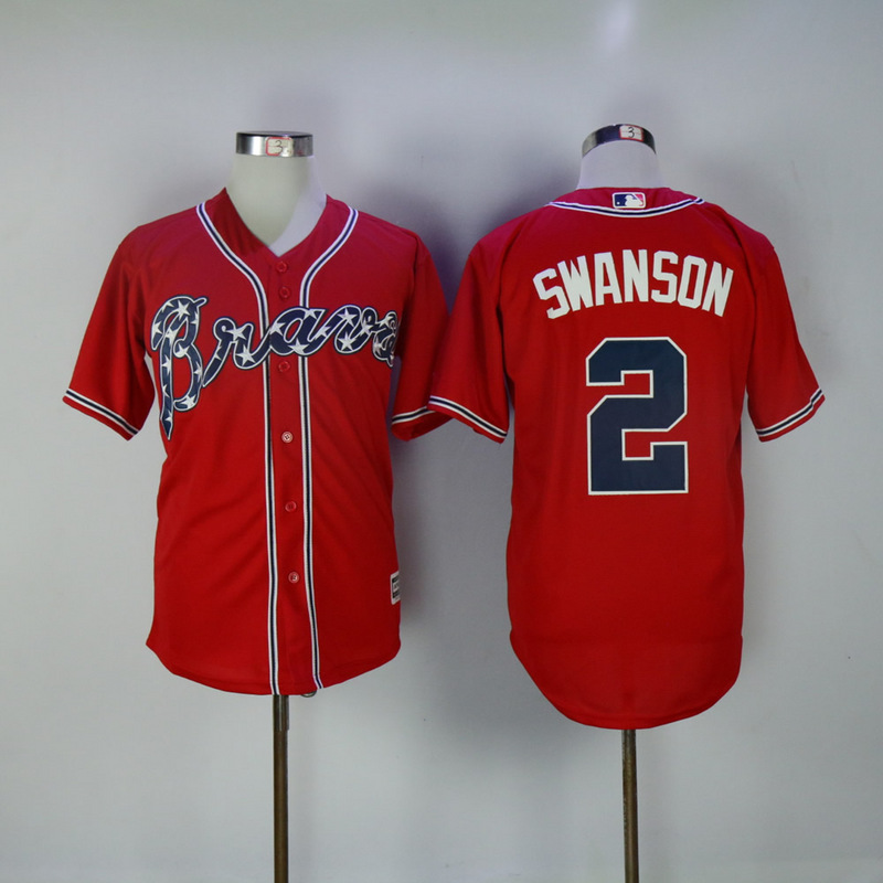 2017 MLB Atlanta Braves #2 Swanson Red Game Jerseys->atlanta braves->MLB Jersey